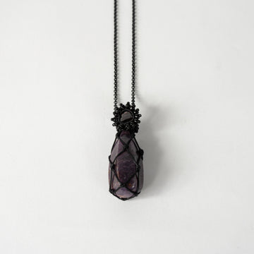 Star Sapphire Tallon with Rose Cut Garnet Necklace