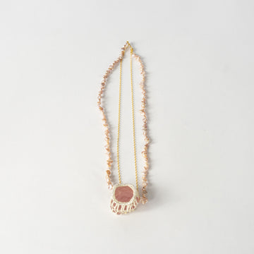 Rose Quartz with Beaded Chain Necklace