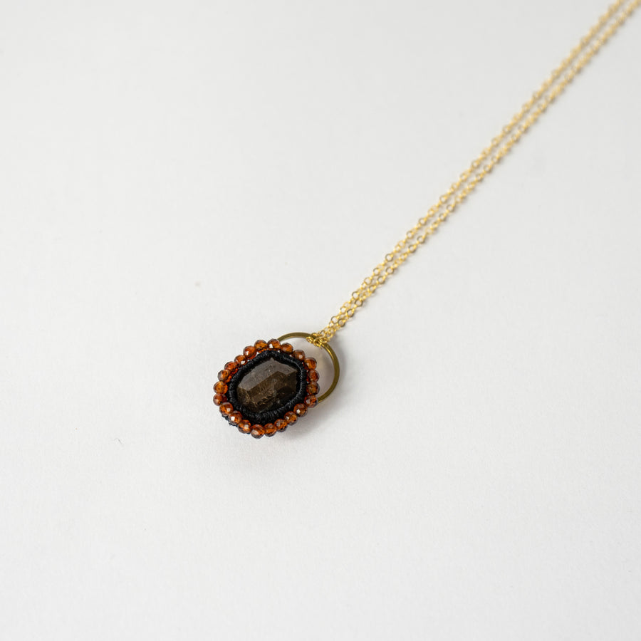 Sapphire Hessonite Garnet Necklace