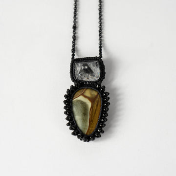 Landscape Jasper Apophyllite Crystal Necklace