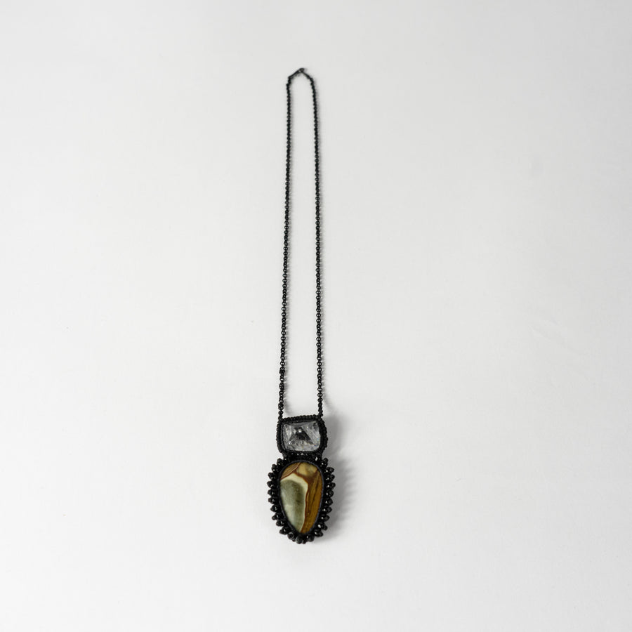 Landscape Jasper Apophyllite Crystal Necklace