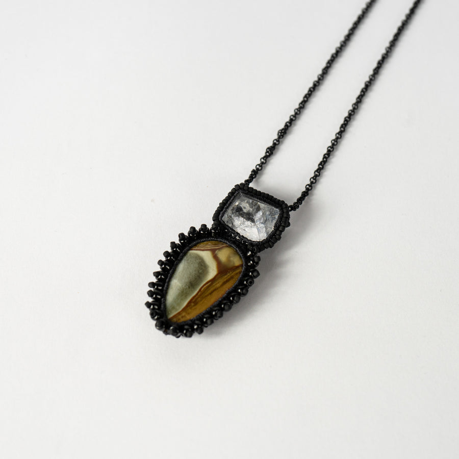 Landscape Jasper Apophyllite Crystal Necklace