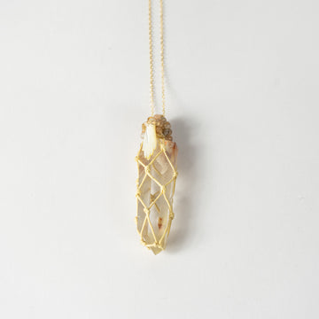 Elestial Quartz Point Moonstone Beadwork M.O.P. Hand Necklace