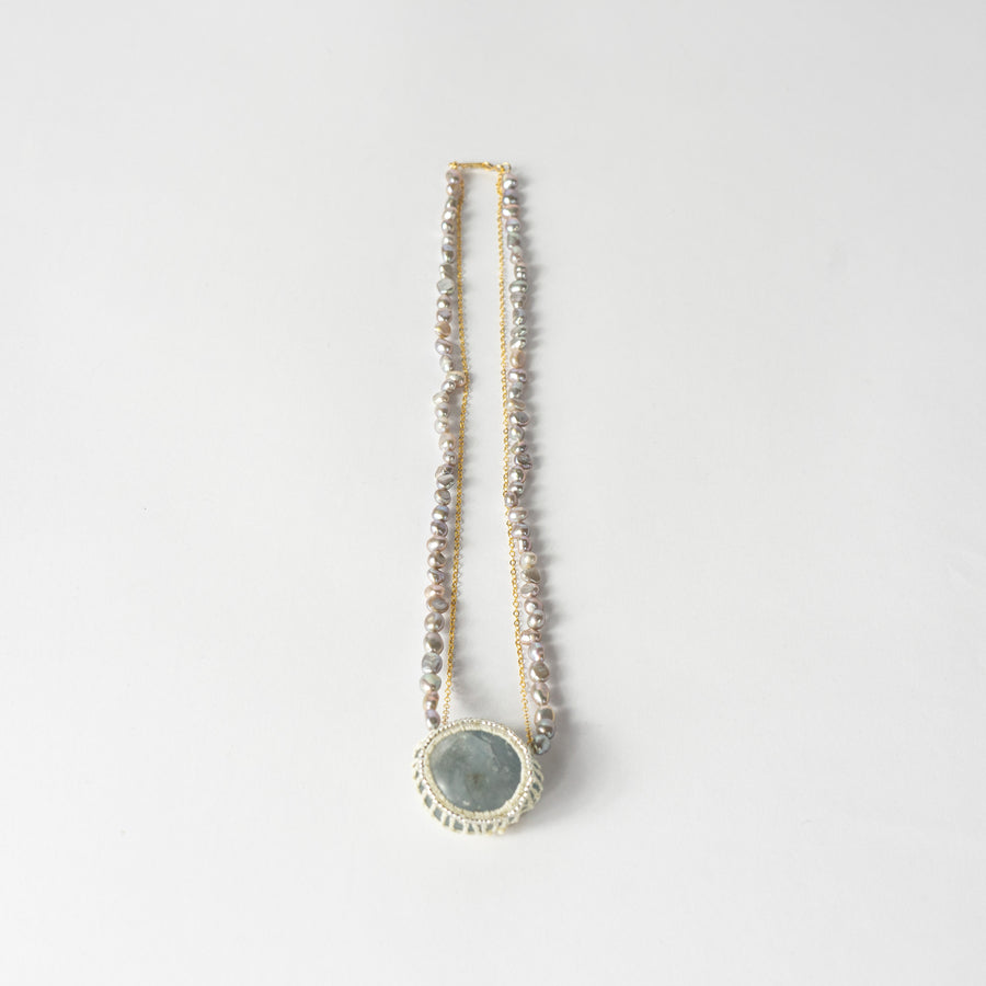 Celestite with Beaded Chain Necklace