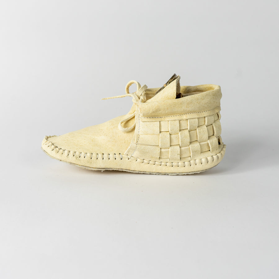 Handcrafted Moccasins -Woven with Abalone Shell-Bone